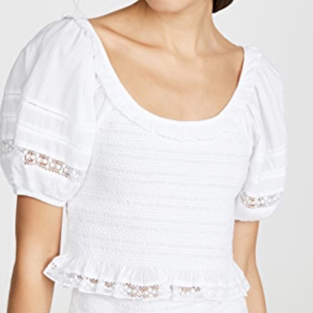 LoveShackFancy Molly Top White Size Small